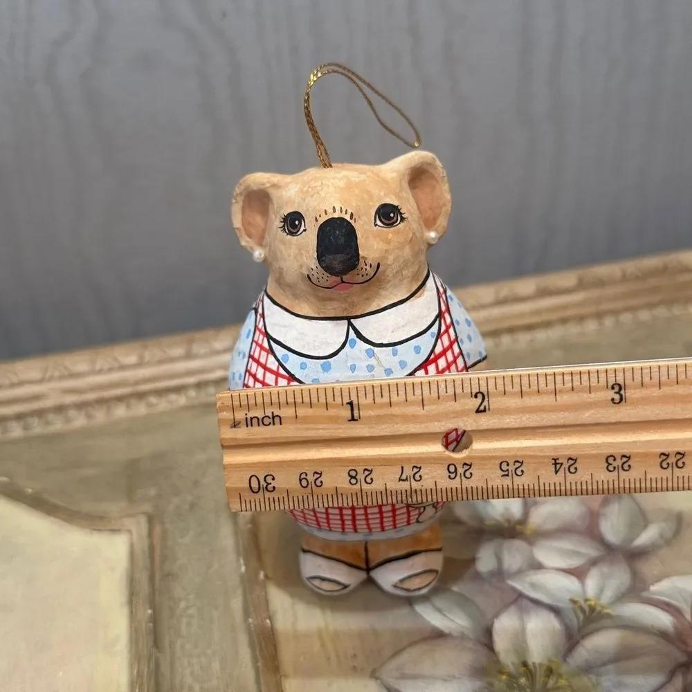 Vintage Baker Koala Bear Ornament Round Belly Papier Mache Hand Crafted Bakery